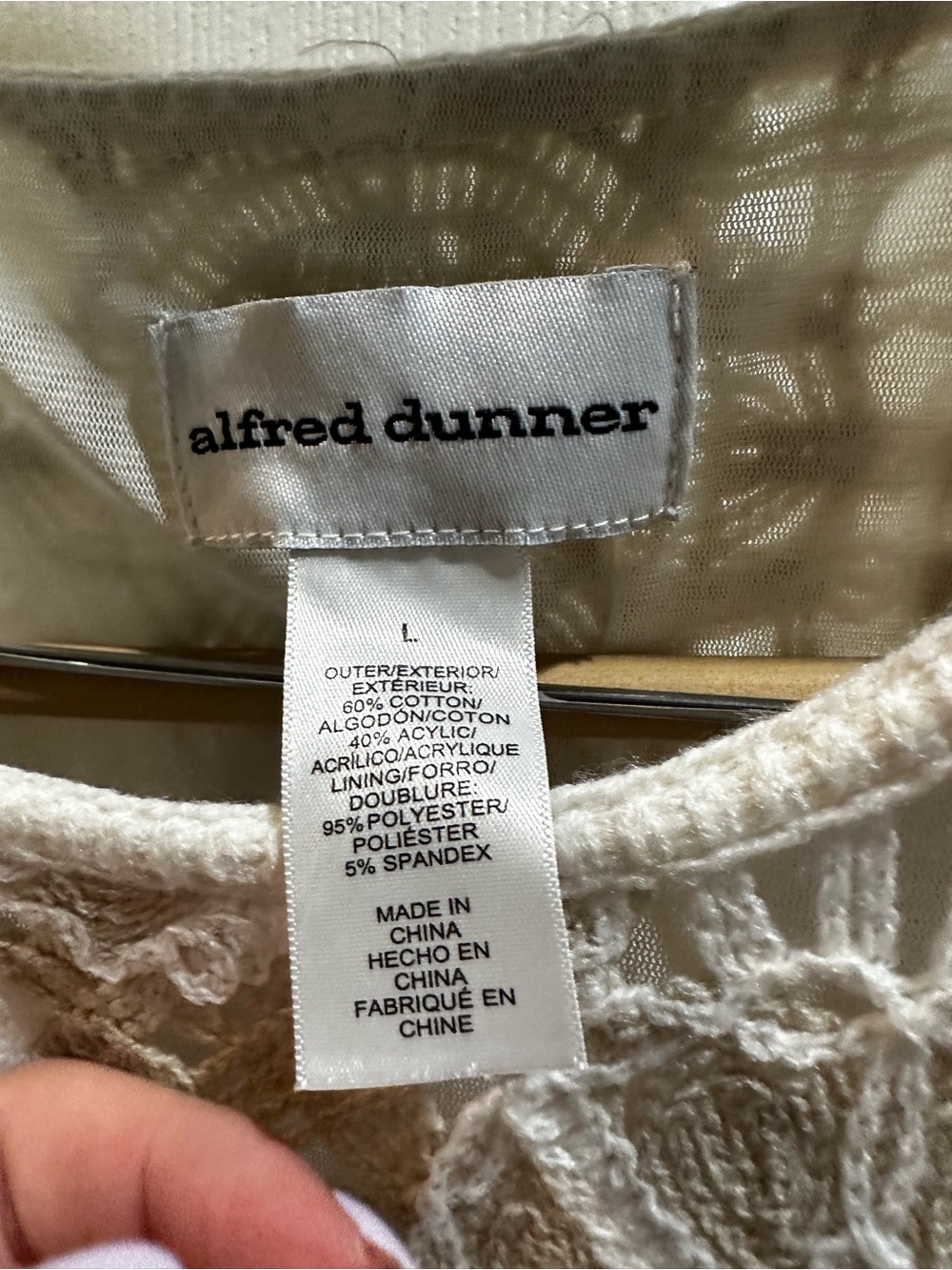 NWT Alfred Dunner Floral Crochet 3/4 Sleeve Top Cottagecore Boho Large - Picture 4 of 8
